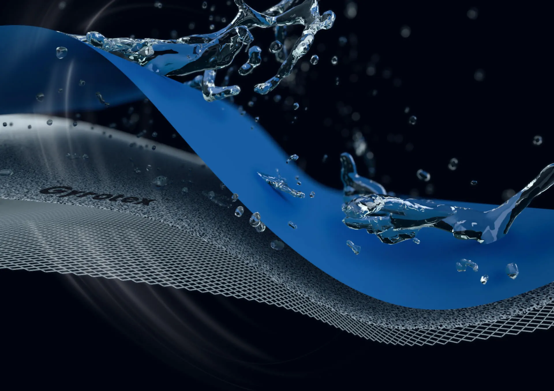 Micro-porous hydrophobic membrane structure of GYROTEX™ repelling water