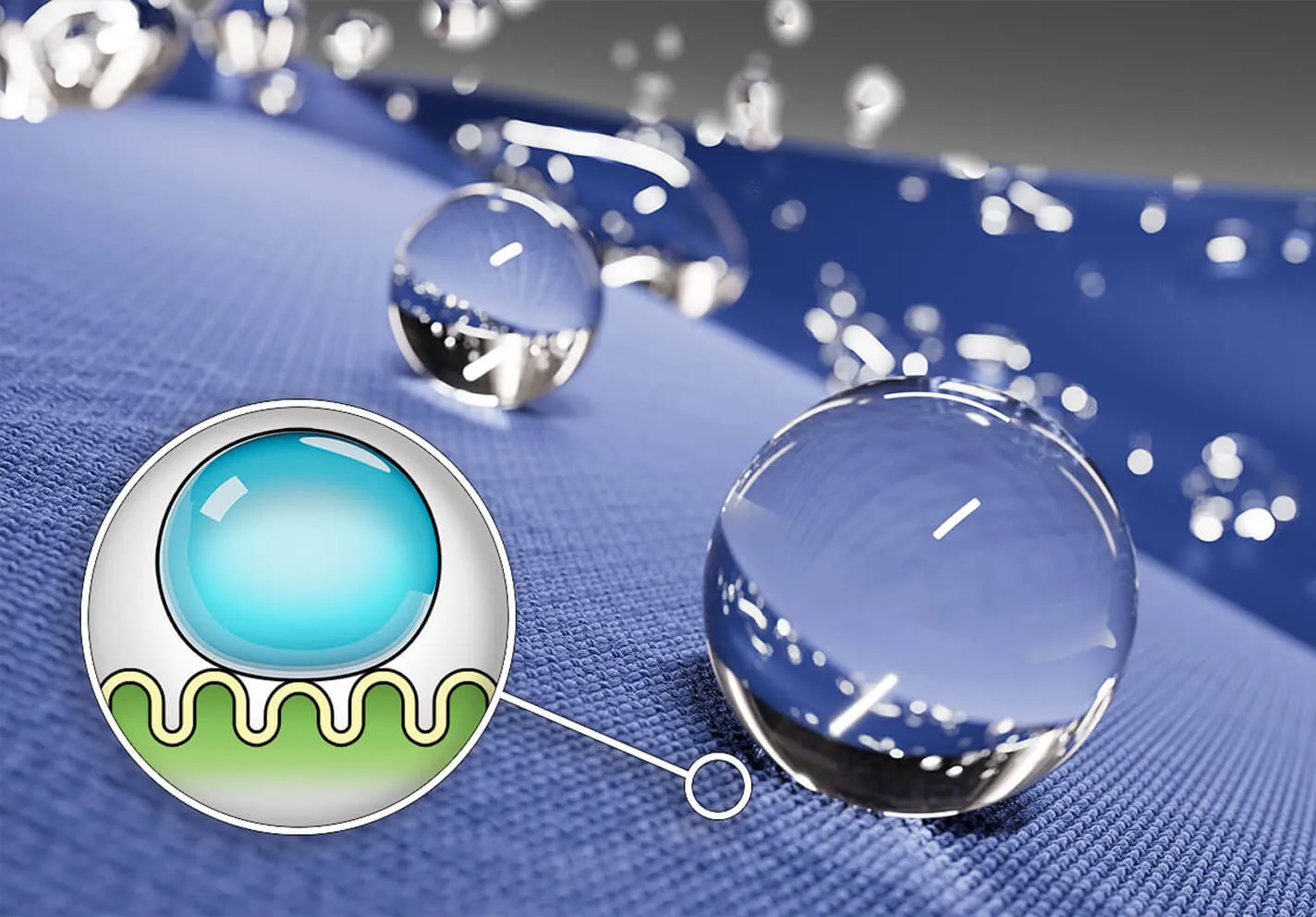 Close-up of the water-repellent surface structure of MT