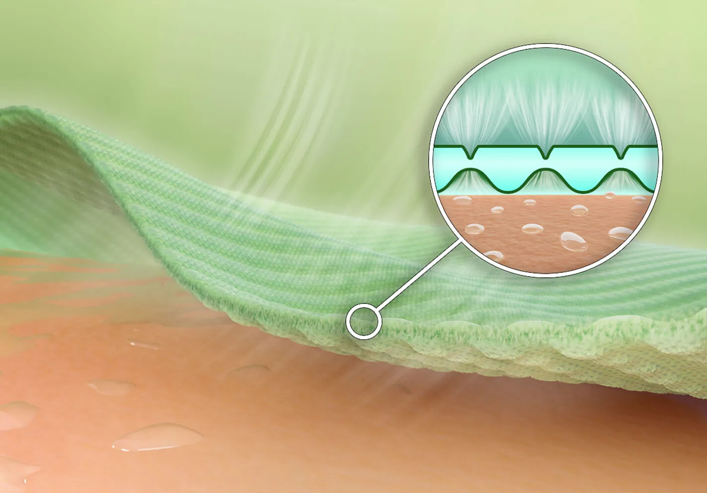 Close-up of the water-repellent yarn structure of DELTAPEAK™ CR